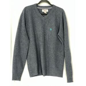 Men's 100% Lambswool Sweater, Penguin by Munsingwear, XL, Navy, Vneck